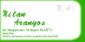 milan aranyos business card